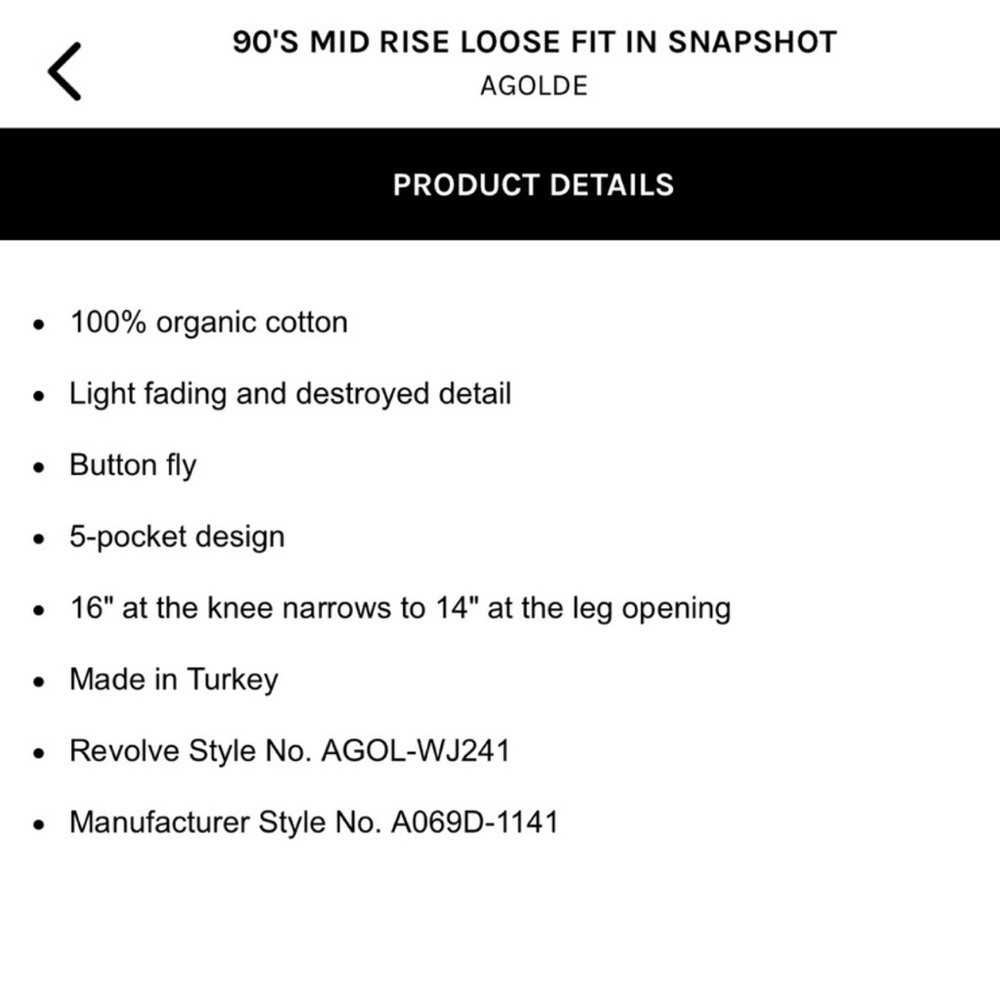 AGOLDE 90'S MID RISE LOOSE FIT - Picture 4 of 8